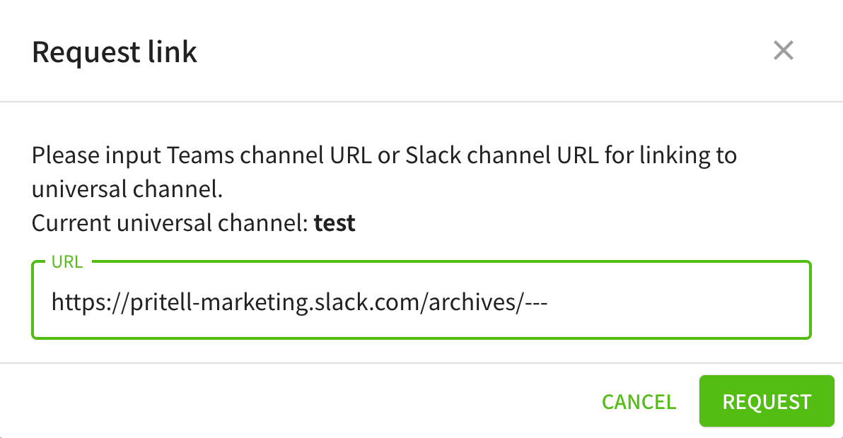 UC URL input modal