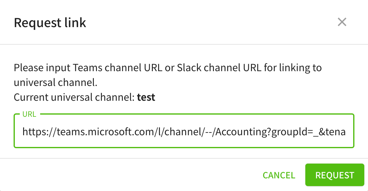 UC URL input modal
