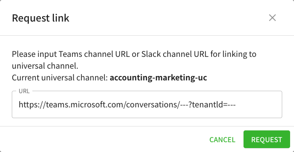 UC URL input modal